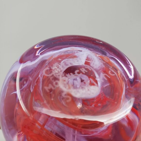 Caithness Moon Crystal Scotland Lt Purple & Red Swirl Blown Glass 2" Paperweight - Picture 5 of 5